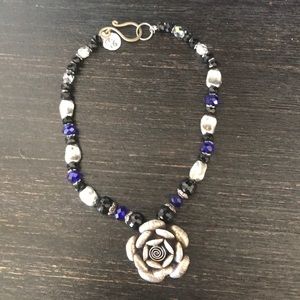 Blue, Black and Silver Handmade Necklace